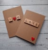Scrabble style Valentine cards 