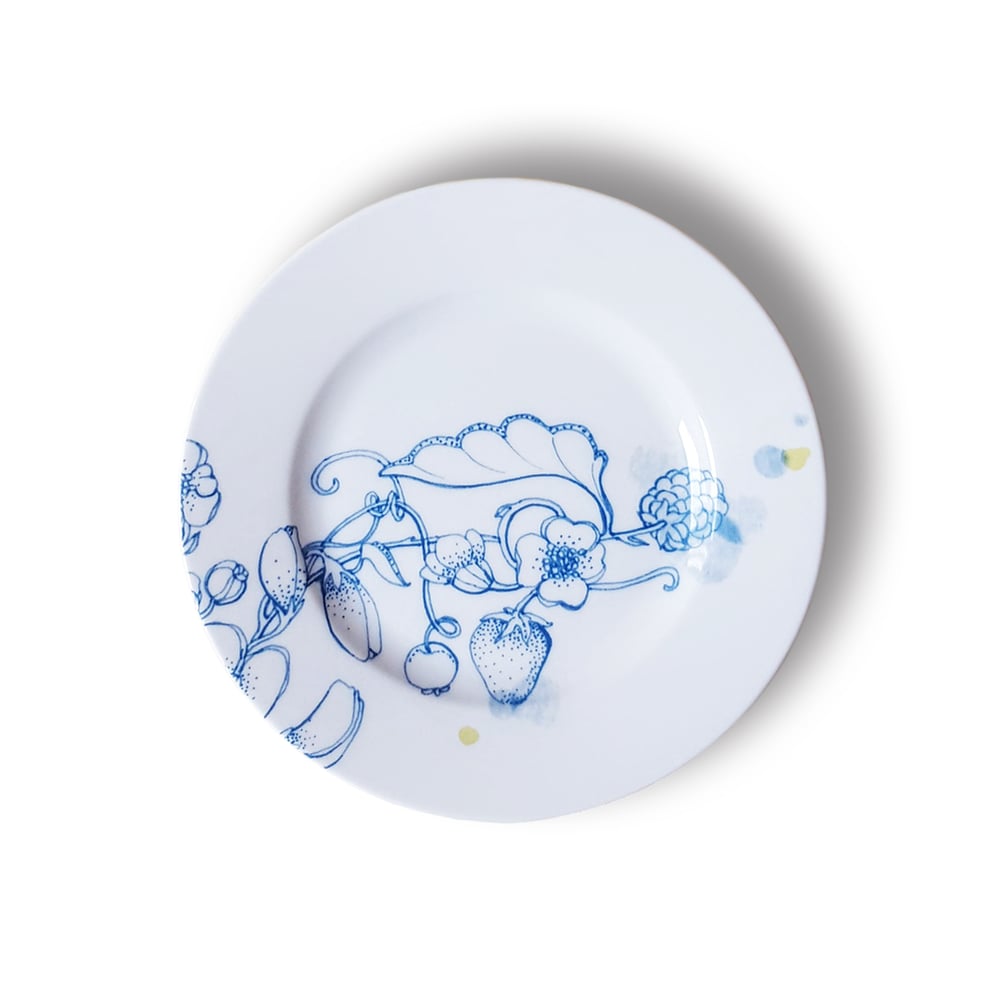 Image of Blue Summer Bread Plate "A"