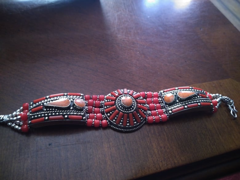 Image of RED AND ORANGE TIBETAN BRACELET