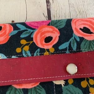 SECONDS- Minimalist Wallet Rifle Paper Co Les Fleurs with imperfect stitching