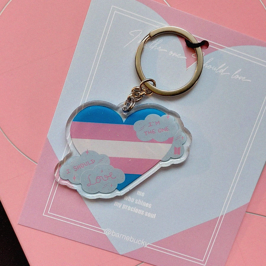 Image of Love Yourself ♡ Trans flag [acrylic charm]