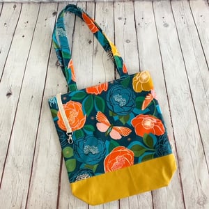 Market Tote Melody Miller Stay Gold Florals on Blue