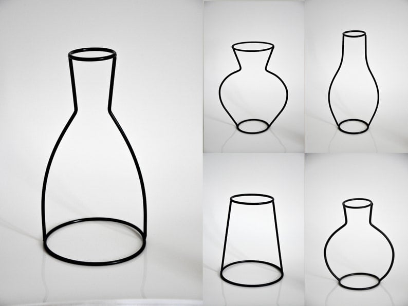 Image of Out of Line Vases | Black Iron Line Silhouette 