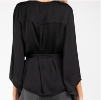 Image 2 of Long Sleeve Front Tie Blouse with Bell Sleeves