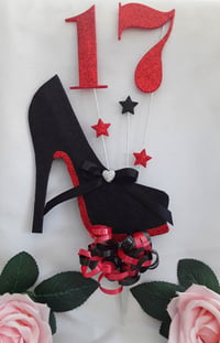 Image 2 of Personalised High Heel Shoe Topper, ANY AGE Glitter Stiletto Shoe Cake Topper