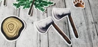 Image 3 of Sketched Woodland Trees, Axes, Mountain, and Bear Stickers (16 Pack)