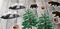 Image 4 of Sketched Woodland Trees, Axes, Mountain, and Bear Stickers (16 Pack)
