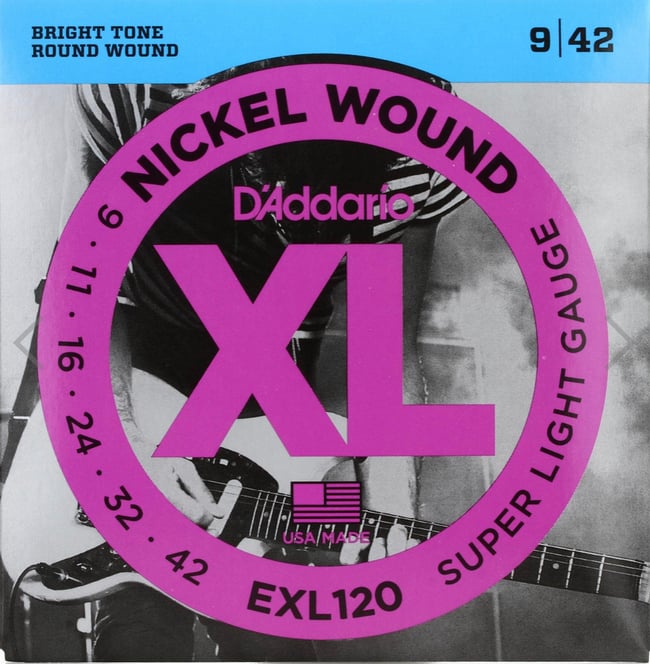 D’addario X-Light electric guitar strings; Guage: .009-.042