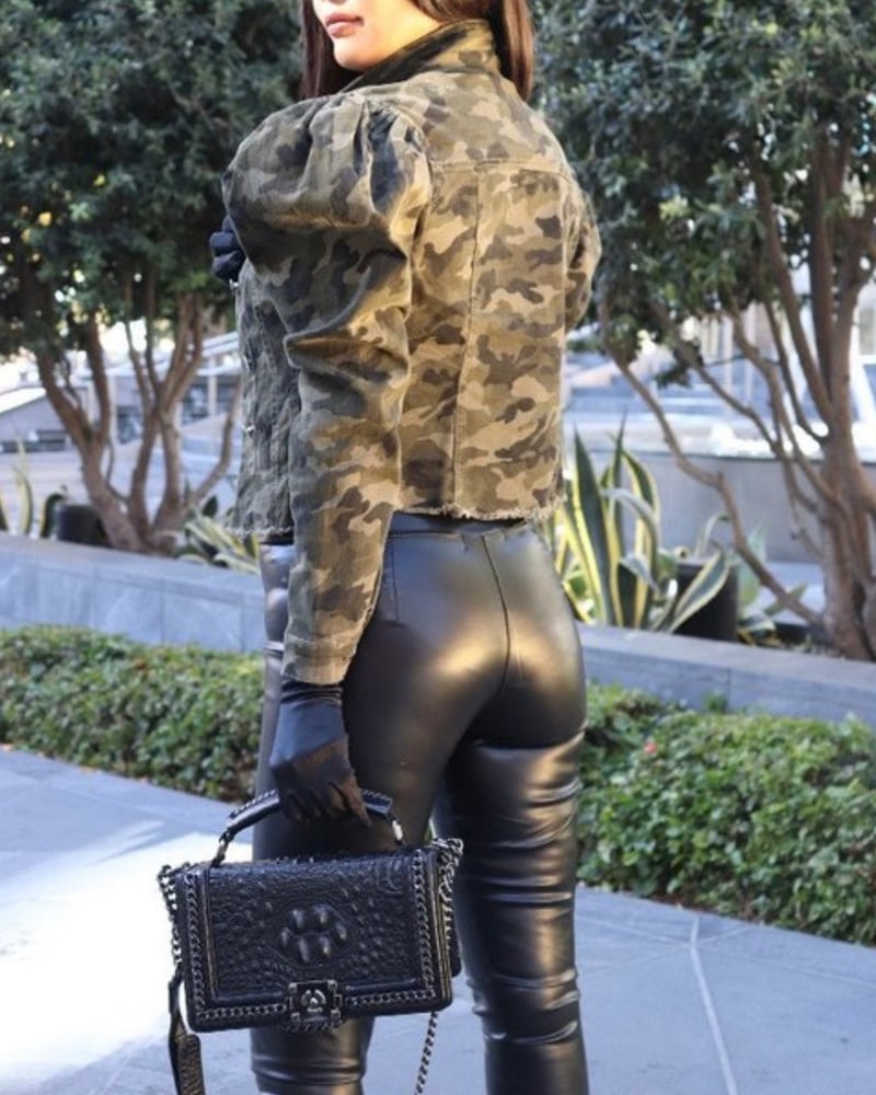 Image of Puff Sleeve Camo Jacket 