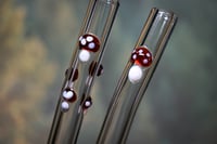 Image 1 of Sets of Mushroom Glass Drinking Straws