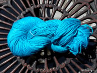 Image 4 of Aqua Caribbean Blue Heavy Worsted Mulberry Silk Yarn 195 yards