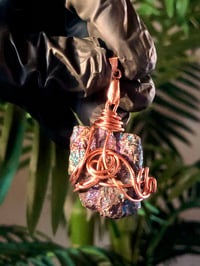 Image 1 of CHALCOPYRITE PENDANT WRAPPED IN COPPER- MEXICO 