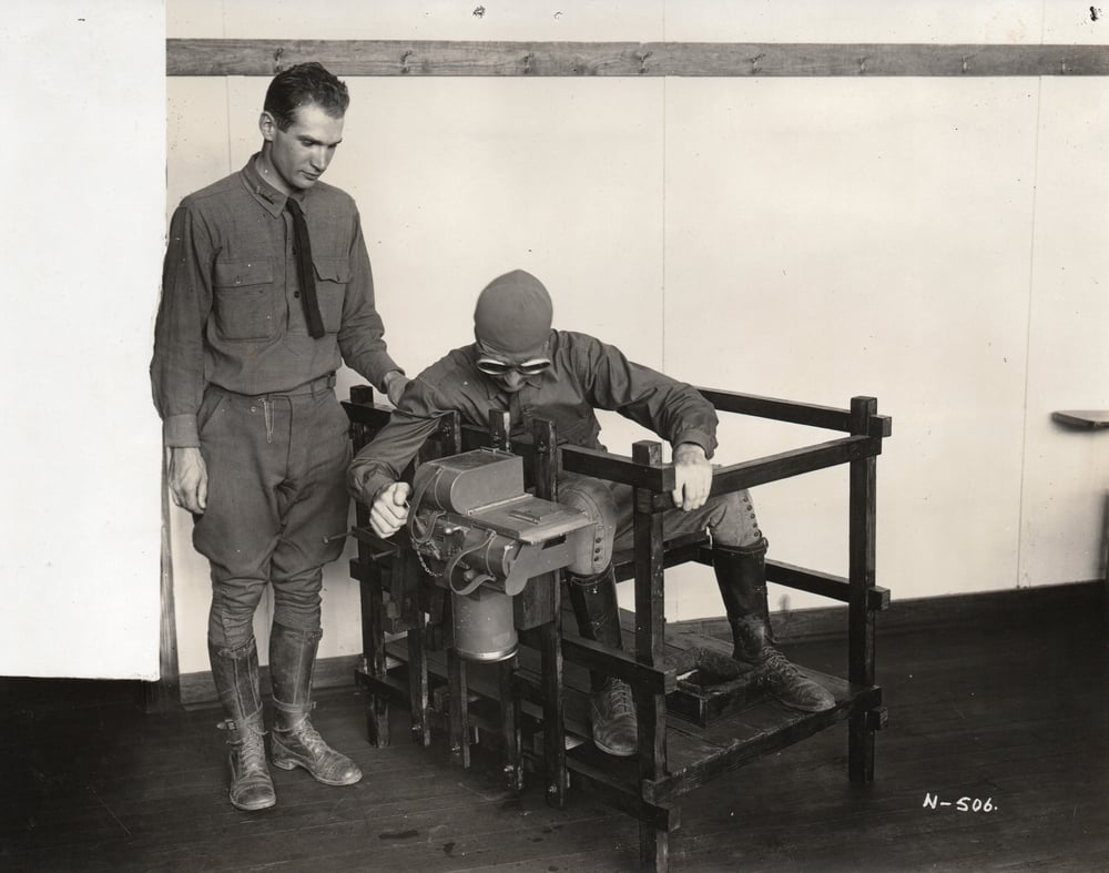 Image of Photographic Department: training an Aerial observer, USA Langley ca. 1918