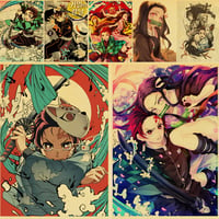 Japanese Anime Demon Slayer Kimetsu no Yaiba Retro Posters Kraft Paper and Prints Home Room Bar Wall