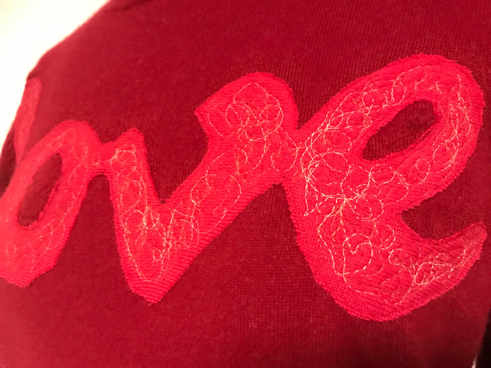 Image of Cashmere "Love" Sweater (Red on Red)