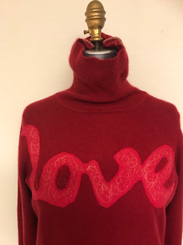 Image of Cashmere "Love" Sweater (Red on Red)