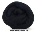Raven - Black Merino Combed Top - 4 ounces 