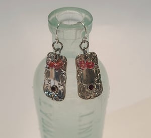 Image of Handmade Vintage Spoon Bracelet with Red Garnets and Swarovski Crystals-Gift Boxed-EB-431