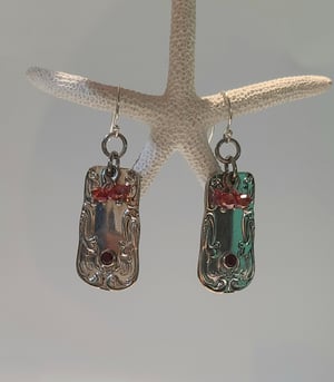 Image of Handmade Vintage Spoon Bracelet with Red Garnets and Swarovski Crystals-Gift Boxed-EB-431