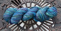 Image 1 of Proud Peacock Handspun Yarn 4.3 oz 162 yds Shetland Merino Tencel Silk