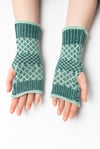 Fair-Isle Merino Knitted Mittens- Teal/Ocean