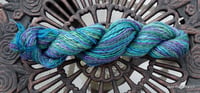 Image 2 of Peacock Party handspun Yarn 3.2 oz 200 yds Merino Tencel Silk Metallic