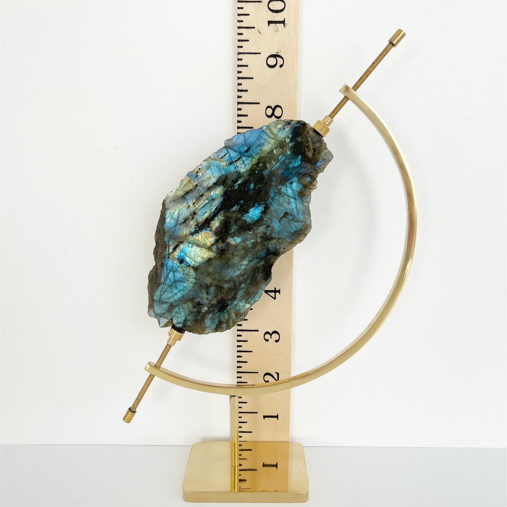 Image of Labradorite no.127 + Brass Arc Stand