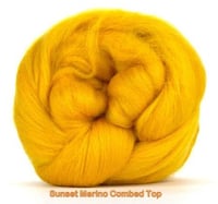 Image 1 of SUNSET Yellow - Merino Combed Top - 4 ounces to Spin, Felt, Blend