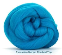 Image 1 of Turquoise Merino Combed Top - 100 grams (3.5 oz)