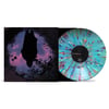 Rainbow splatter vinyl on transparent sky blue