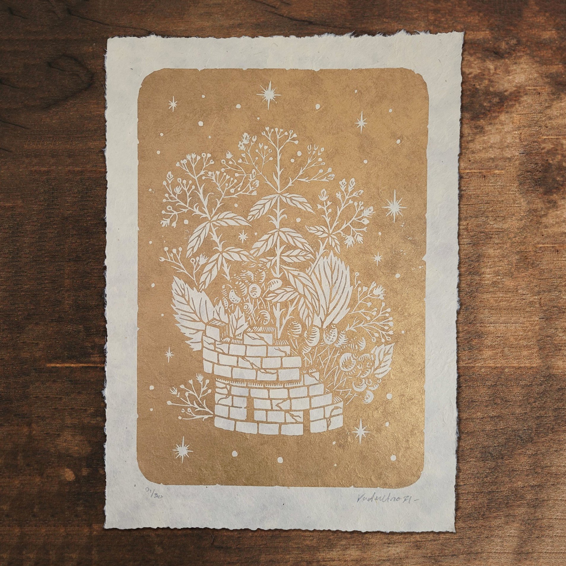 Image of MAUVAISES HERBES GOLD EDITION<br>(linocut print)
