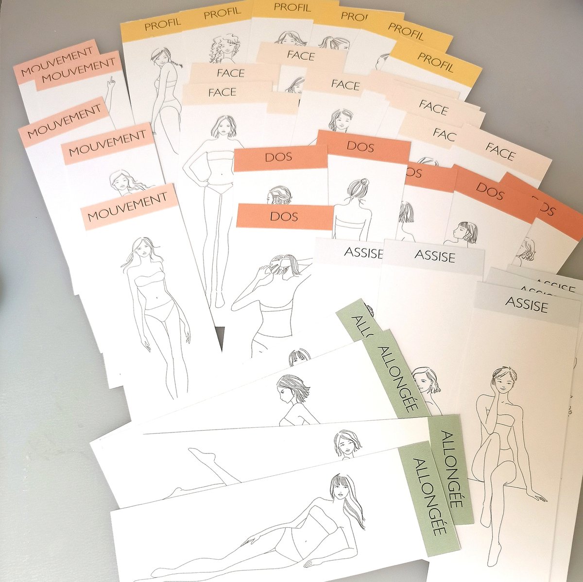 Image of JEU DE 36 CARTES POSES (silhouettes fines)