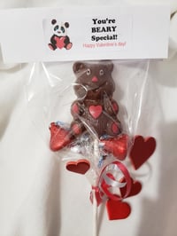 Valentine bear lollipop with hershey kisses