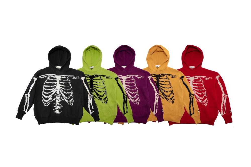 Image of "Skeletal" Knitted Oversized Hoodie