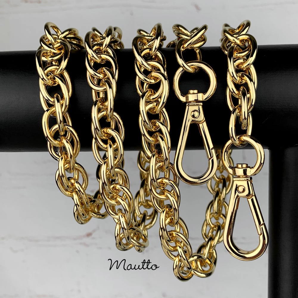Image of GOLD Chain Luxury Strap - Prince of Wales Chain - 1/2" (14mm) Wide - Your Choice of Length & Hooks
