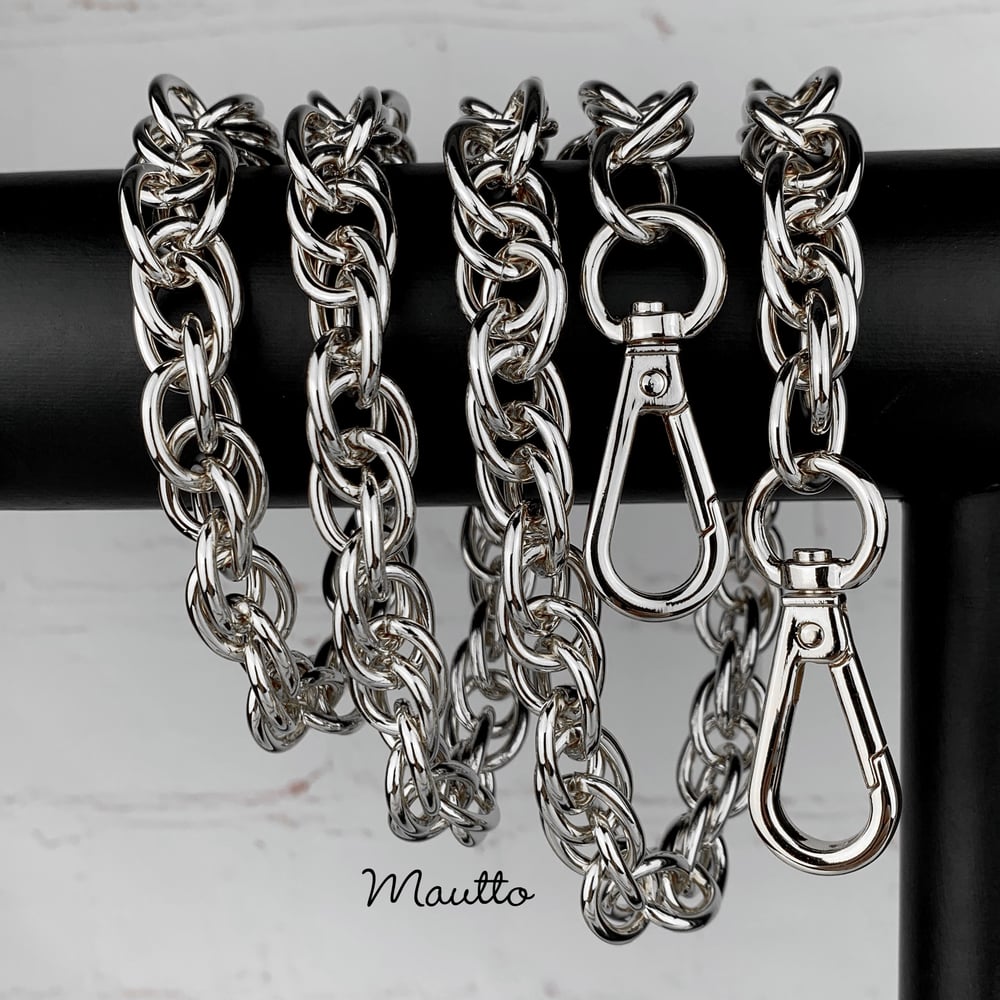Image of NICKEL Chain Luxury Strap - Prince of Wales Chain - 1/2" (14mm) Wide - Your Choice of Length & Hooks