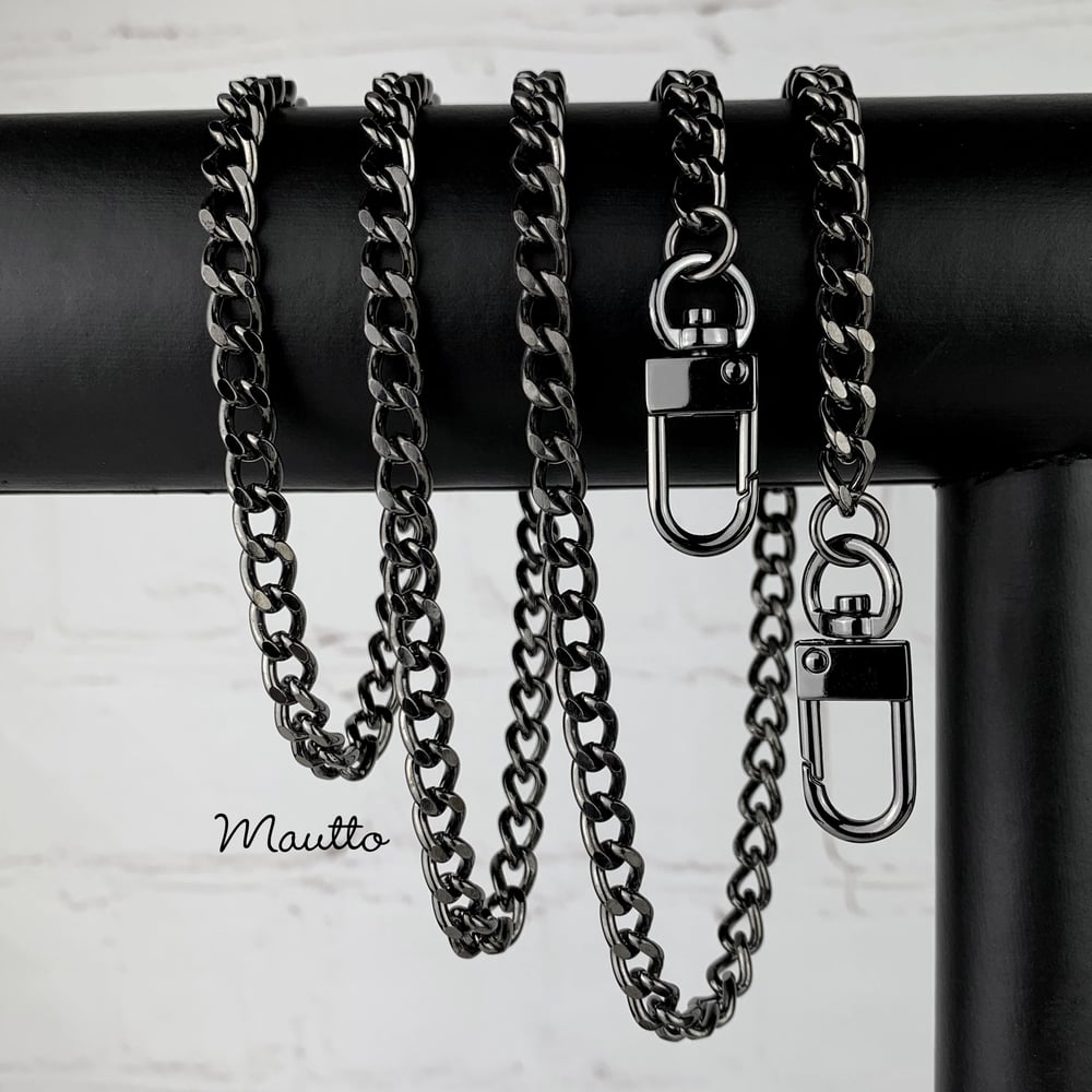 Image of GUNMETAL Chain Bag Strap - Mini Classy Curb, Diamond Cut Accents - 1/4" Wide - Choose Length & Hooks