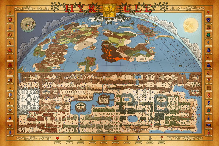 NES Legend of Zelda Overworld Map 