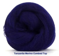 Image 1 of Tanzanite- Dark Purple Merino Combed Top - 100 grams (3.5 oz)