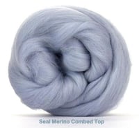 Image 1 of SEAL Light Gray - Merino Combed Top - 4 ounces to Spin, Felt, Blend