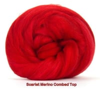 Image 1 of Scarlet - Red Merino Combed Top - 100 grams (3.5 oz)