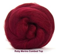 Image 1 of Ruby - Rich Red Merino Combed Top - 100 grams (3.5 oz)