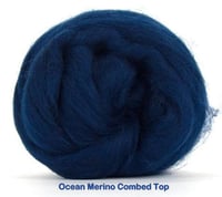 Image 1 of Ocean - Dark Blue Merino Combed Top - 100 grams (3.5 oz)