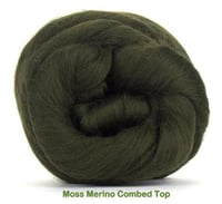 Image 1 of Moss - Mossy Green Merino Combed Top - 100 grams (3.5 oz)
