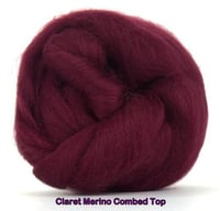 Image 1 of CLARET Wine - Merino Combed Top - 4 ounces to Spin, Felt, Blend