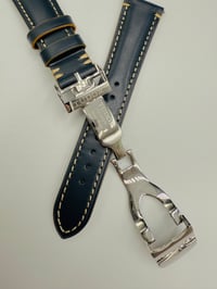 Image 4 of Tudor 22mm Navy Blue Leather Watch Band Strap For Tudor Bay Gmt Watches