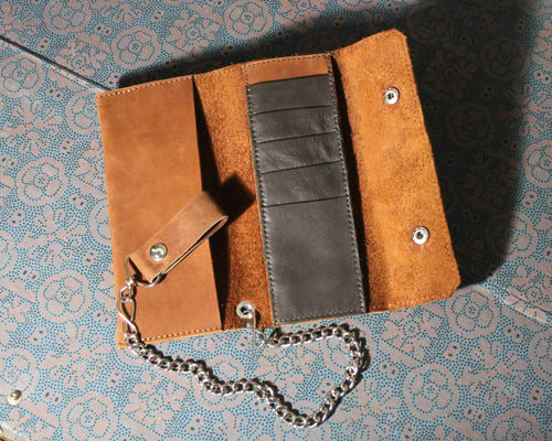 Image of Leather Deluxe Wallet with Chain