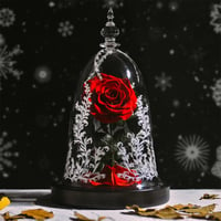 Red Enchanted Rose With LED Light In Glass Dome Beauty and The Beast Preserved Rose