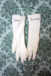 Image of You Bastard - White Vintage Gloves - Nylon - Size 6/7