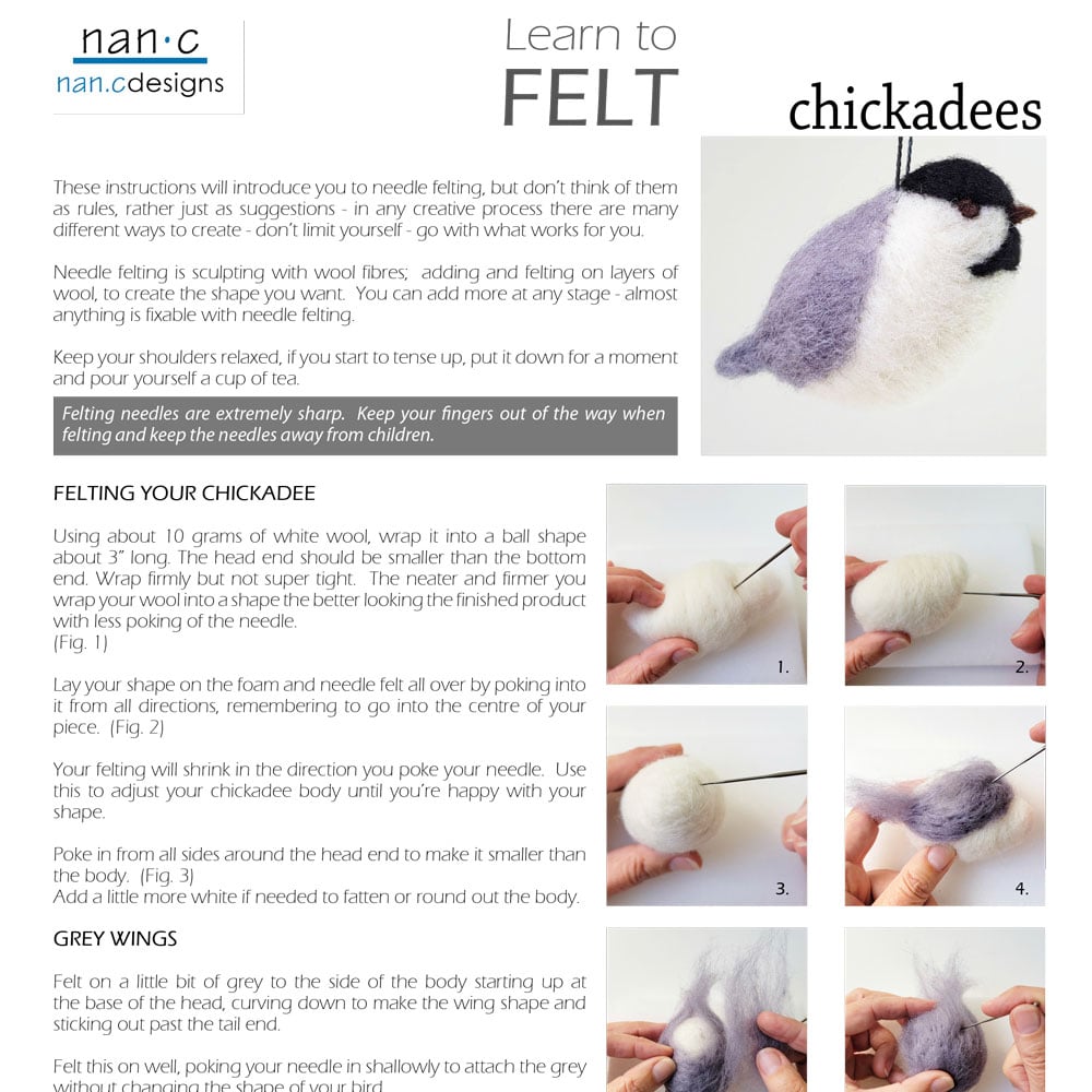 PDF Chickadee Felting Instructions